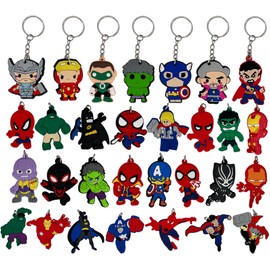 skenlihfeng 30pcs Keychain Keyring packs Goodie Bag Stuffer Christmas Gift Hero Holiday Charms for children