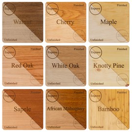 9 Piece Sample Pack of 3mm 1/8th inch, 12”x19” Premium Grade A1, Two Side, MDF Core, Glowforge Ready, Unfinished | Includes Walnut, Cherry, Maple, Oak, Knotty Pine, Sapele, Mahogany and Bamboo