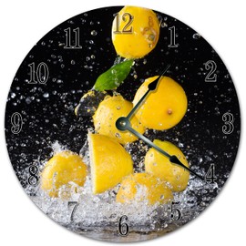 EasySells 10.5" Fresh Lemon Water Splash Design Clock - Printed Clock - Large 10.5" Wall Clock - Home Décor Clock