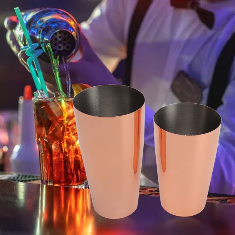Boston Cocktail Shaker Stainless Steel Rose Gold Glossy Surfaces Leakproof
