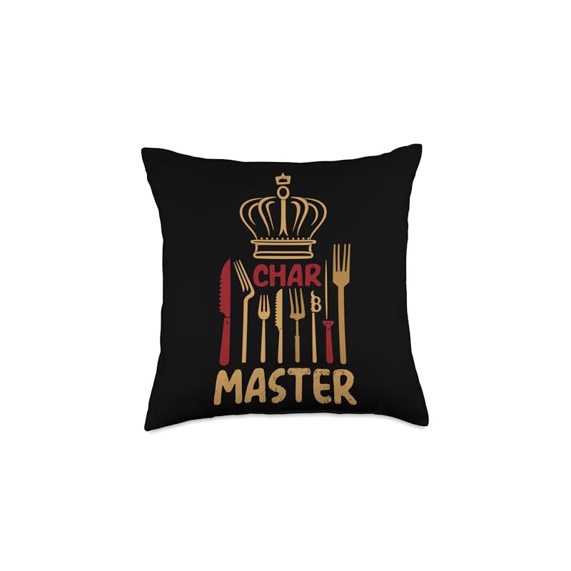 BBQ Char Master Crowned Grill Expert Throw Pillow