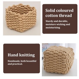 Storage Basket Cotton Rope Basket Storage Changing Table Organiser Storage Baskets for Cupboard Bathroom Children's Room (Brown)