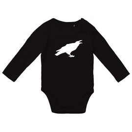 Huuraa Baby Bodysuit Raven Silhouette Unisex Long Sleeve Romper Size 62-80 with Motif for All Crow Fans Gift Idea for Newborns and Toddlers, black