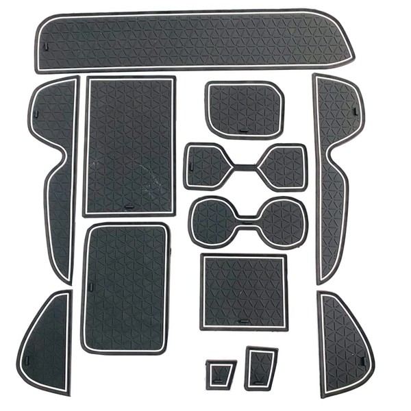 Toyota Rav4 Accessories Interior Parts Drink Holder Console Box Anti-Slip Scratch Resistant Rubber Mat (Black / White / Black)