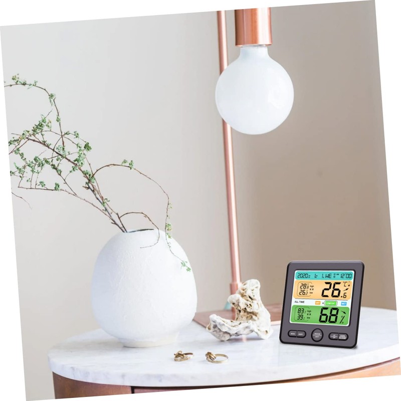 Kisangel 1pc Wall Mounted Hygrometer Clock Thermohygrometer Clock Digital Clock