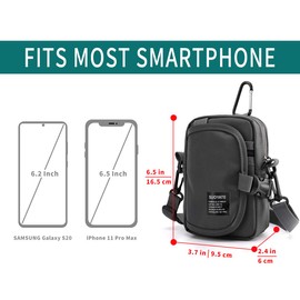 Lohol Multifunction Cell Phone Holster, One Shoulder Pouch with Carabiner, Outdoor Tactical Waist Belt Bag, Security Purse Crossbody Gadget Pocket for Smartphone Up to 6.5 inches (Grey)