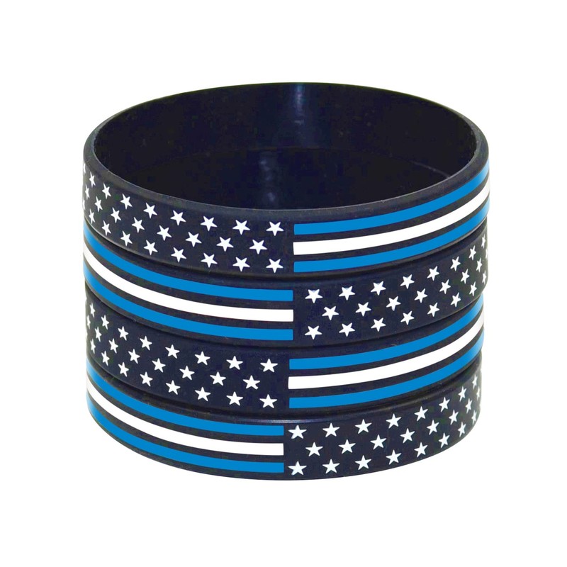 Great 1 Thin White Line American Flag Silicone Stretchable Bracelet