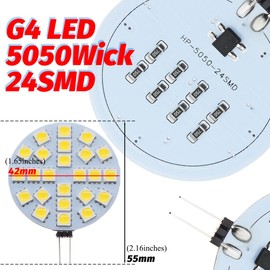Edearkar 3W G4 LED Light Bulbs(6 Pack) Equivalent to 30W Halogen Bulb,DC 12V Dimmable,24 LEDs 5050 SMD,180 Degree Beam Angle,6000K Daylight White,G4 Bi-Pin Base Ceiling Recessed Puck Light Bulb