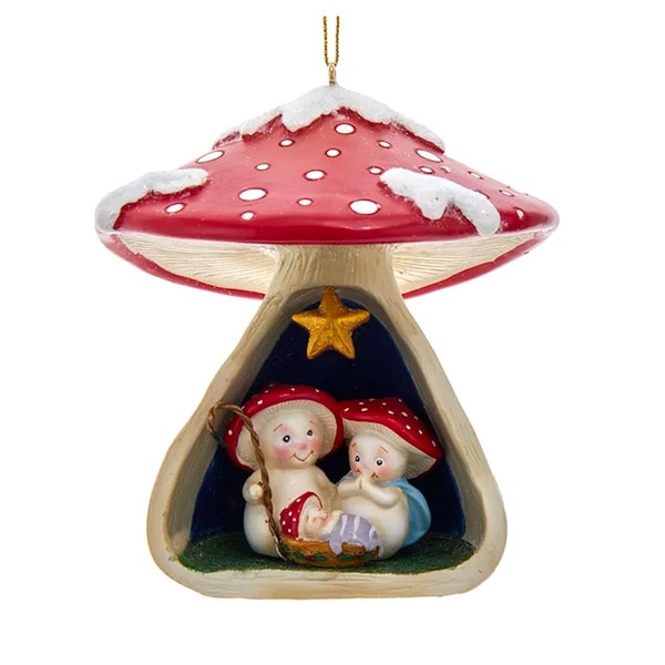 The Bridge Collection Mushroom Nativity Ornament - 4" Resin Holy