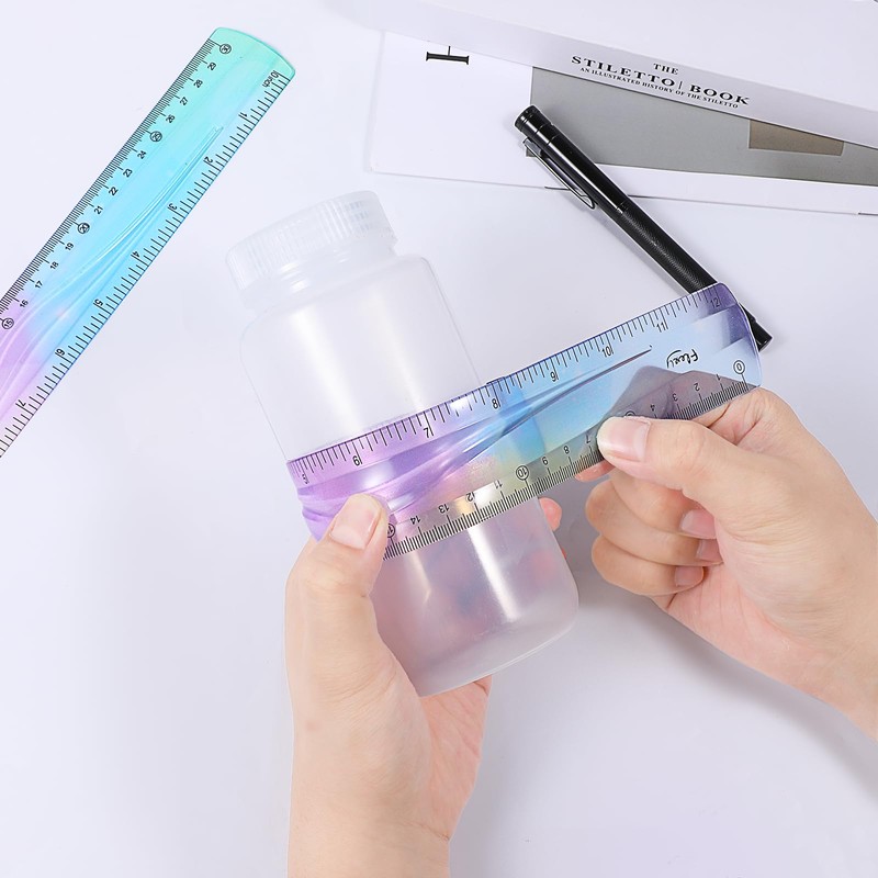 LIQWEI Pack of 2 Rulers Flexible 30 cm, Ruler Flexible