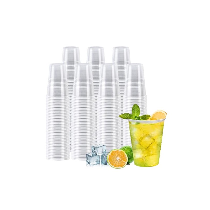Huifany 600 Pack 7 oz Plastic Cups, Rimmed Disposable Cold