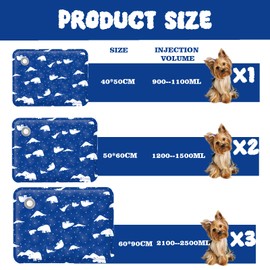 AHYDFSR Kühlmatte Hunde Katzen, Wassergefüllte Kühlmatte, Dog Cooling Mat Kühlmatte Haustier, Wasserdicht & Kratzfest, für Haustiere & Mensch, XL, 60×90cm, Königsblau