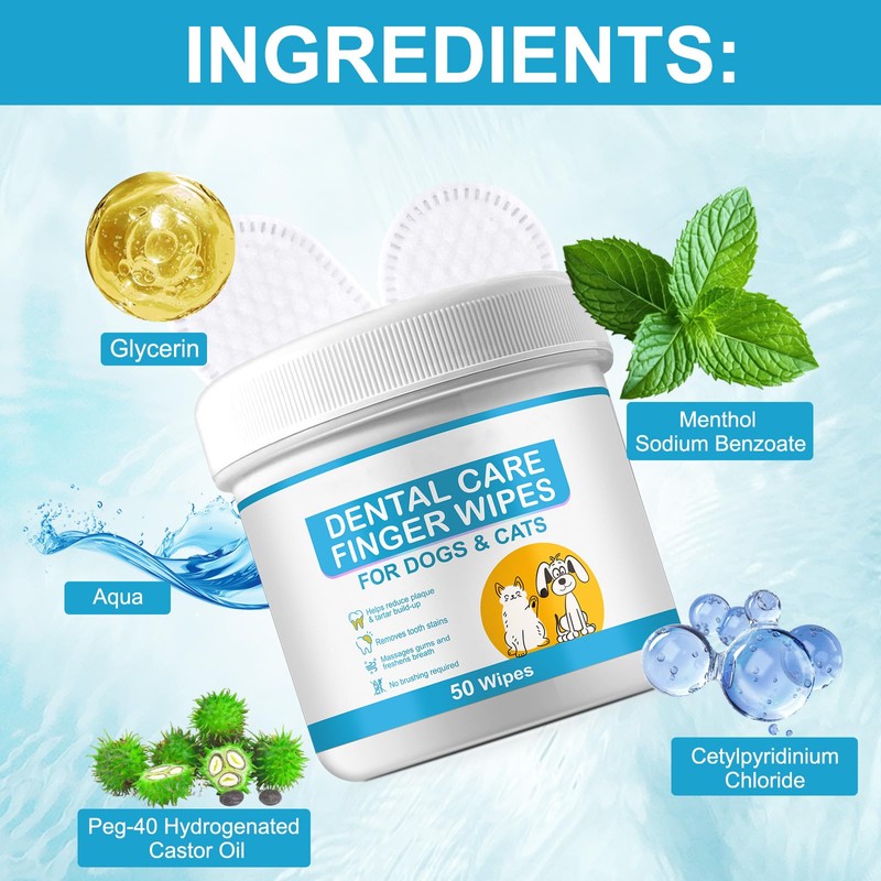 Pet Dental Finger Wipes for Dogs - Dog Ear Wipes