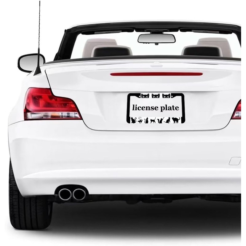 Cat License Plate Frame - 2 Pack Aluminum Metal License