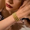 LOAYHOAY 3Pcs Chunky Gold Bangles for Women Stretch Bangles Bracelets