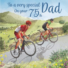 Hunts England - 75th Dad Road Cycling Birthday Card - Hill Climb - Road Bikes - Milo's - Fun - Age 75 Birthday Card For Dad - Men's - Age Seventy Five