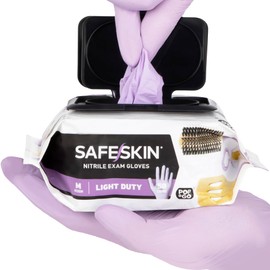 SAFESKIN Nitrile Disposable Gloves, 200 Count, Light Duty, Small Size, Powder Free - For Food Handling, First Aid, Hair Coloring, Baby and Pet Care - Premium Medical Exam Gloves