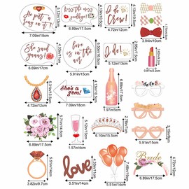 Kemay 23Pcs Rose Gold Hen Party Accessories Photo Booth Props, Team Bride Selfie Props for Hen Do Decorations, Bridal Shower, Bachelorette Party Games and Wedding Photo Props