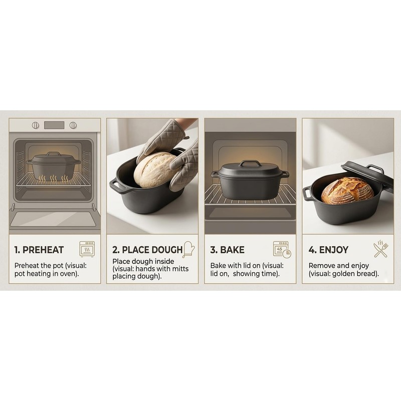 4.5QT Cast Iron Loaf Oven Pan - 11.3"x6.5"x4.3" - 5QT