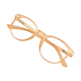 VisionGlobal - anteojos de bloqueo de luz azul para mujeres/hombres, lectura de computadora, elegante marco ovalado (champaña, sin aumento)