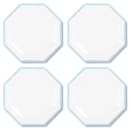 Lilly Pulitzer Set of 4 Melamine Dinner Plates, Kitchen/Outdoor Dining Serveware, Break and Scratch Resistant Dishes (Fresh Water Blue Bamboo)