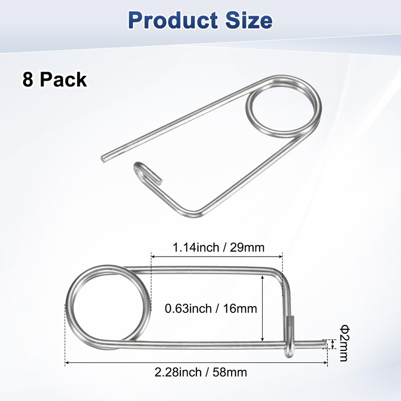M METERXITY 8-Pack Brooch Shape Cotter Safety Pin, 2x29mm Stainless