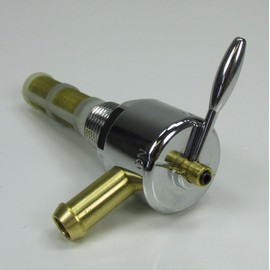 Chrome Harley 3/8" NPT HI-FLOW Petcock LEFT 90 Fuel Outlet Valve - Fits 3/8" ID Fuel Hose - Replaces HD Part # 62125-55B on PRE-1975 Harley FL FX XL Models - Motorcycle Chopper Bobber