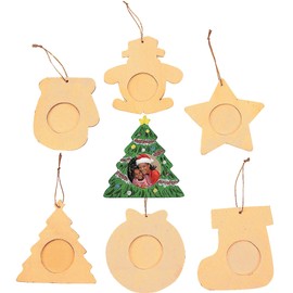Christmas Ornaments Crafts (12 Pack) Picture Frame Ornaments DIY Unfinished Wood Crafts Kit for Kids. Decorate & Paint Your Own Xmas Ornament. Fun Holiday Project Party Activities, by 4E's Novelty