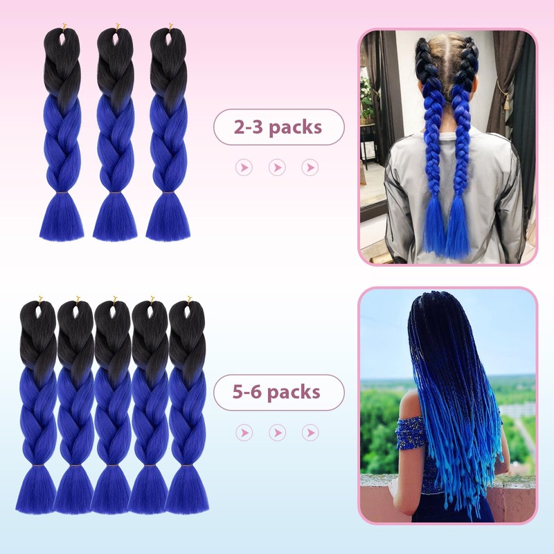 TESS Braids Extensions, 60 cm, Jumbo Braids Synthetic Hair for