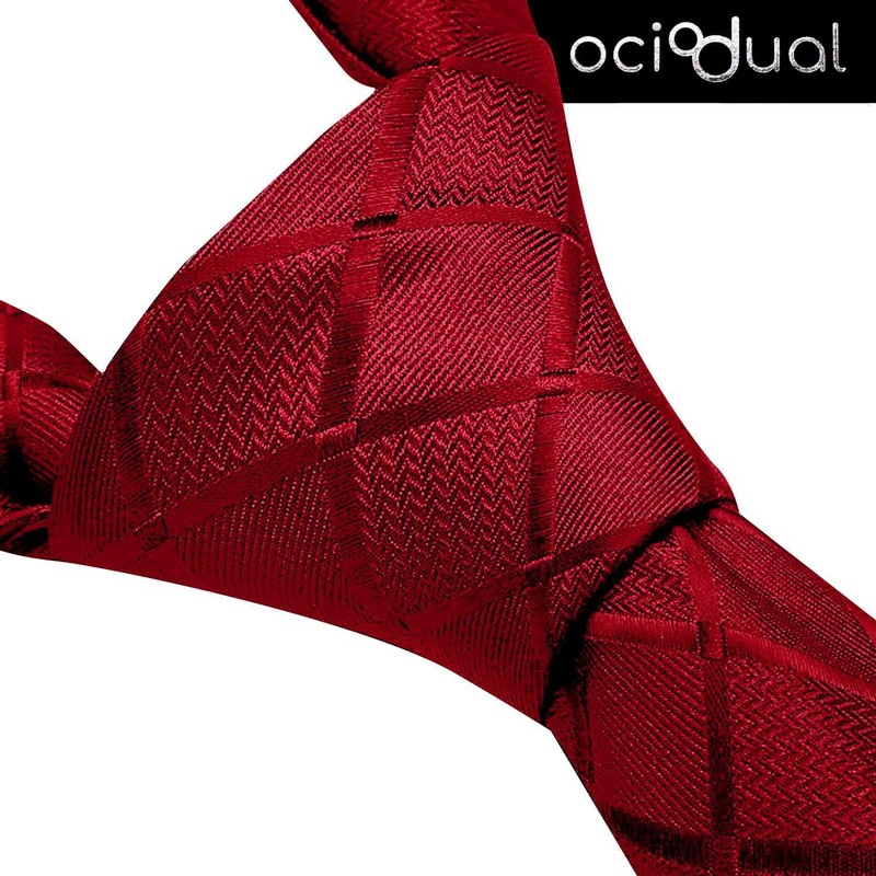 OcioDual Mens Tie Set Tie & Pocket Square Plaid Handmade