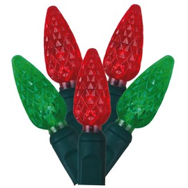Vickerman Red and Green Light Set Features 50 LED Lights on Green Wire with 6" Bulb Spacing, 25', Red/Green