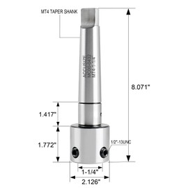 Accusize Industrial Tools Magnetic Drill Annular Cutter Arbor Mt4 to 1-1/4'' Weldon Shank, Mc00-0432