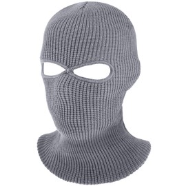SATINIOR 2-Hole Knitted Ski Mask Full Face Mask Cover Neck Gaiter Winter Balaclava Warm Knit Beanie for Outdoor Sports(Medium,Grey)