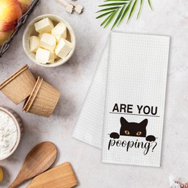 DLTRXMY are You Pooping? Funny Bathroom Hand Towels,Fun Bathroom Decor,Funny Humorous Quote Decorative Hand Towels for Bathroom,Cat Bathroom Hand Towels,Housewarming Gift for Cat Lovers