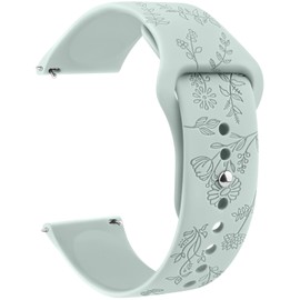 Meliya 20mm 22mm Flower Engraved Watch Bands Quick Release Replacement Wristband, Soft Silicone Bands Waterproof Sport Replacement Straps for Women Men (Succulent, 20mm)