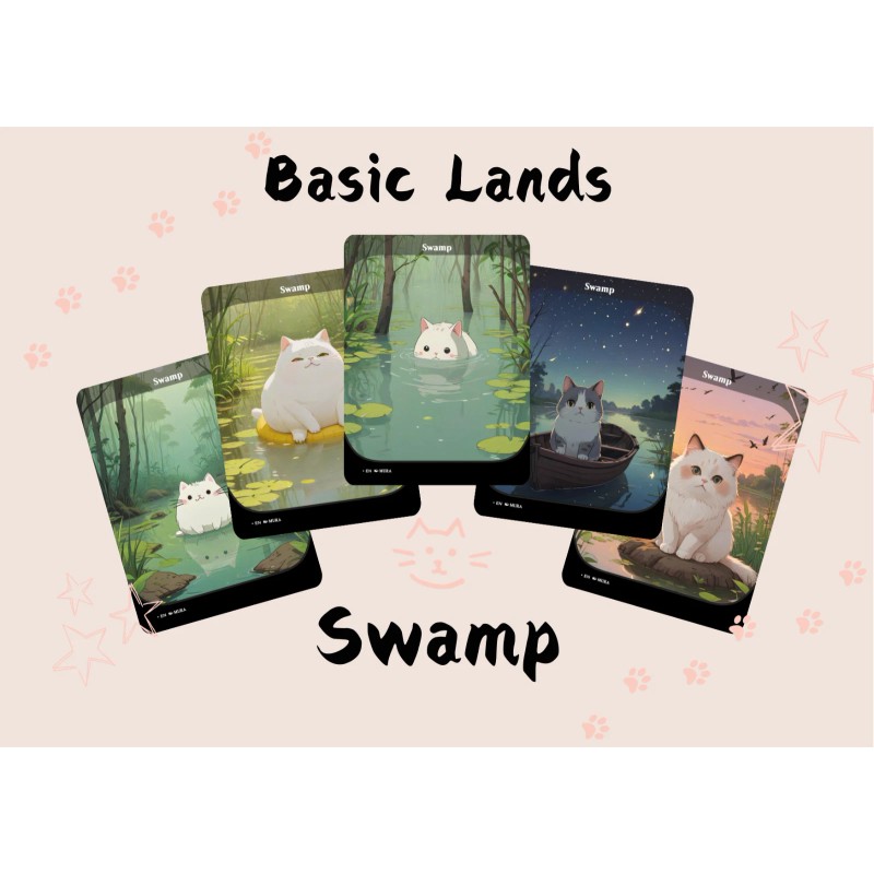 50 Cute Cat Basic Lands for Commander EDH, Cute Custom