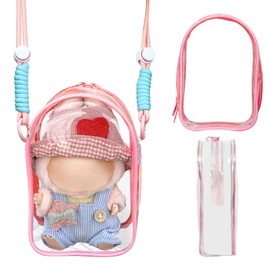 Clear Bag for Blind Box Plush Mystery Box Display Case Protective Case Cover Clear Figure Display Bag Carrying Cases for 5.9inch Blind Boxes Keychain Collectibles Plush Doll Figure No Dolls (Pink)