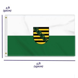 Saxony Large 90 x 150 cm Saxony Flag, Large 150D German Federal State Friendship Banner, German Flag Doube Side Print Decor Brass Eyelets Large Saxony