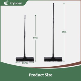 Eyliden Heavy Duty Push Broom 18" - Heavy-Duty, Stiff Bristles, 66" Long Handle - Sweeper Shop Brooms for Garage Concrete Sidewalk Driveway Yard Patio Deck Warehouse Sweeping, Sweep Snow (Black)