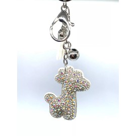 Unbranded Bling White giraffe Diamond  Keychain Glitter Silver Tassel Charm Accessory