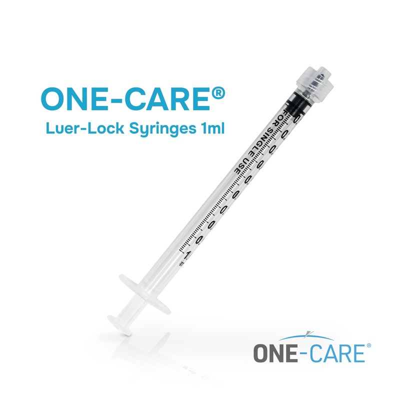 ONE-CARE 1ml Luer Lock Syringe, Sterile, Low Dead Space, 100/bx