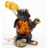 Solid Brass Amber Figurine of tiger holding flowers or amber