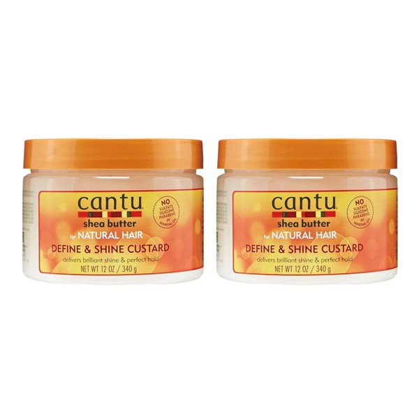 Cantu Shea Butter for Natural Hair Define & Shine Custard 12 Ounce (340g) - (2 Pack)