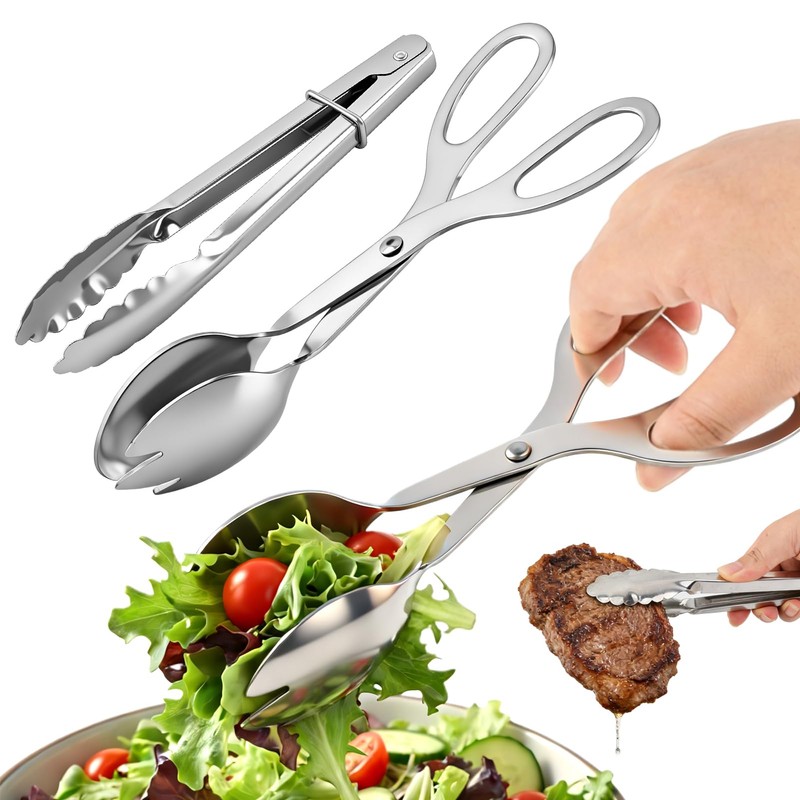 3‑Pack Stainless Steel Kitchen Serving Tongs for Buffet Party Catering