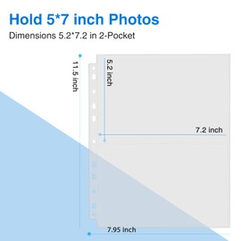 Sooez 30 Pack Heavy Duty Photos or Postcards Page Protectors, Plastic Clear Photo Holder Sleeves for 3 Ring Binder, Two 5'' x 7'' Pockets Per Page, Load from Top Perfect for Checking & Organizing