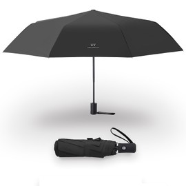 Mustarpicking Windproof Compact Travel Umbrella Auto Open/Close - Premium Fiberglass Frame for Rain & Sun Protection - Lightweight Mini Umbrella Fits Purse, Backpack, Car (Black)