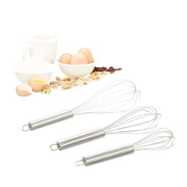 Relaxdays Schneebesen 3 er Set, professionelle Ballonschneebesen, Handschneebesen Edelstahl, 8 Zoll, 10 Zoll, 12 Zoll