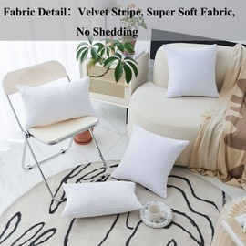 Home Brilliant Off White Cushion Cover Decorations Textured Corduroy Pillow Covers Pack of 2 Soft Accent Cushion Covers for Sofa Bed, 45 x 45 cm, 18 inch, Pure White