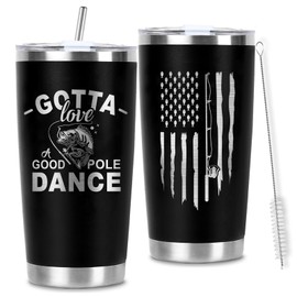 CUPLOOV Fishing Gifts For Men 20oz Black Tumbler Birthday Christmas Fathers’ Day Presents For Grandpa Dad Uncle Boyfriend Fishing Lover Home Travel Cup With Lid Straw