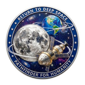 Artemis II 2026 Challenge Coin - NASA Space Mission Commemorative Coin 1.574 Inch, Zinc Alloy 3D Double-Sided, Collectible Gift for Men Women Space Lovers, Astronauts & Science Enthusiasts